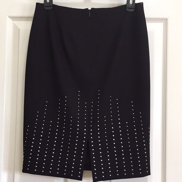 WHBM Black Ponte Studded Pencil Skirt - Picture 4 of 10